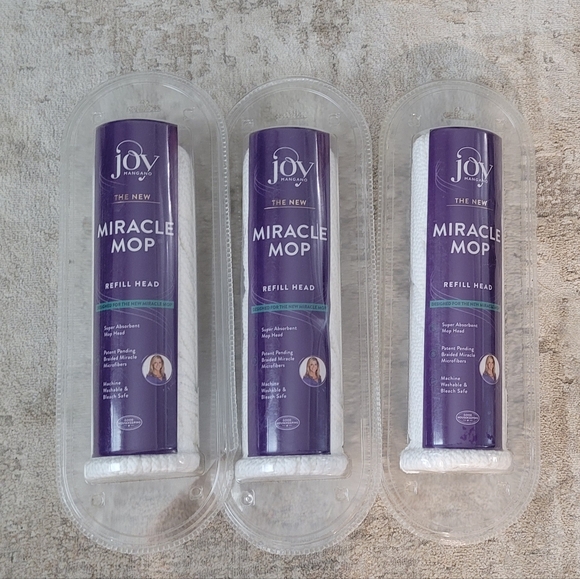 Lot of 3 Joy Mangano Miracle Mop Refill Head Brand New Sealed Original Packaging - Picture 1 of 3